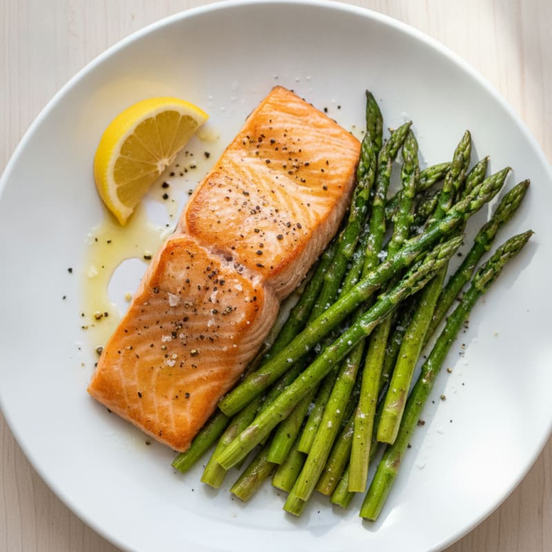 Pan-Seared Salmon with Roasted Asparagus
