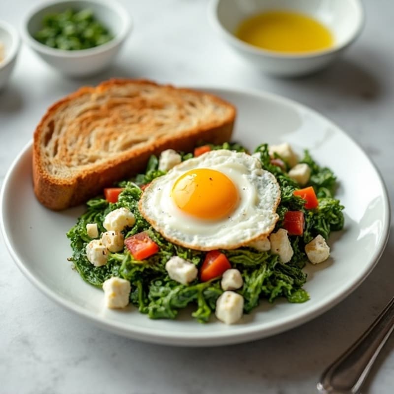 Cottage Cheese Scramble with Spinach and Smoked Turkey
