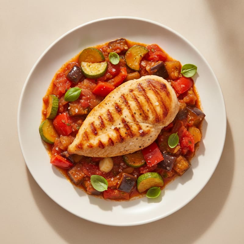 Classic Provencal Vegetable Ratatouille with Seared Chicken