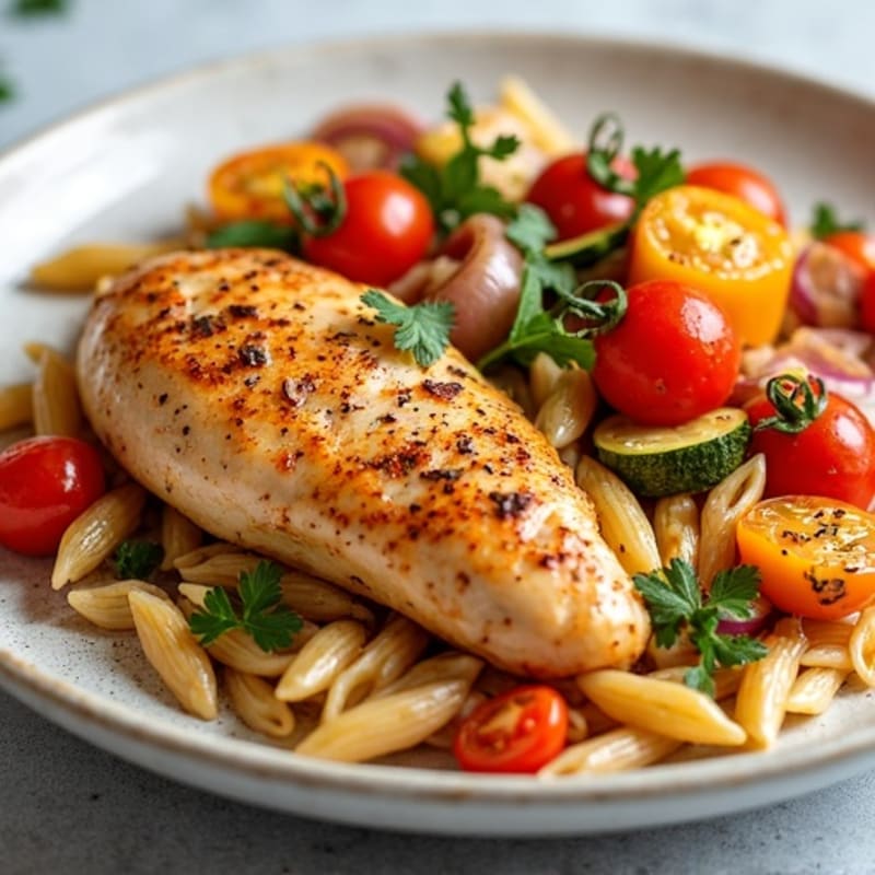 Spicy Paprika Chicken and Roasted Vegetable Pasta