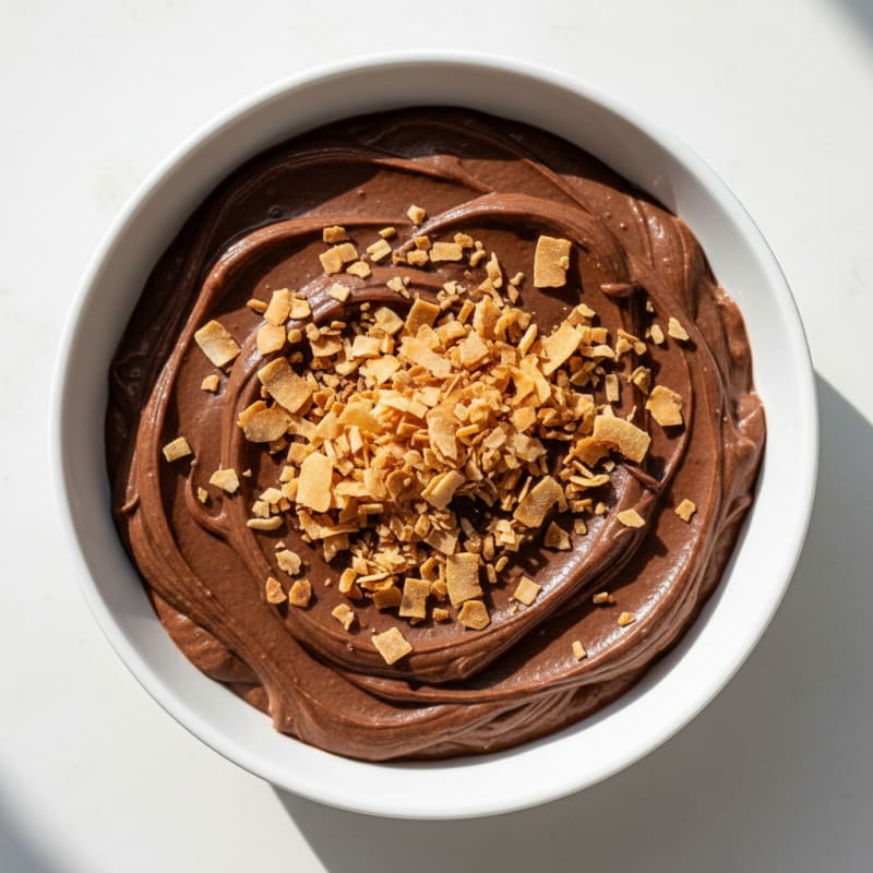 Silky Chocolate Protein Pudding with Toasted Coconut
