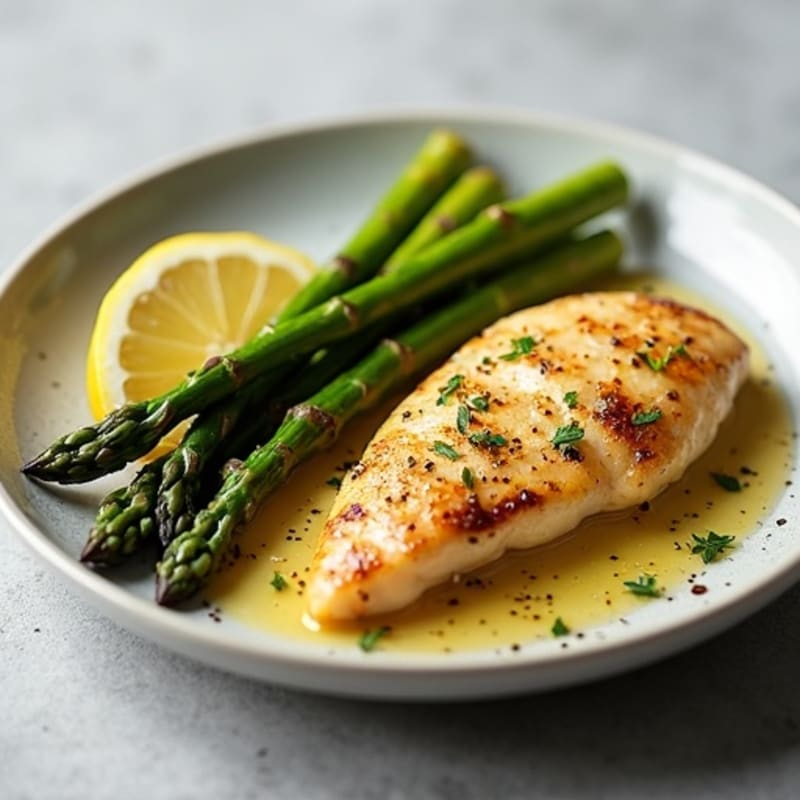 Pan-Seared Lemon Garlic Chicken with Roasted Asparagus