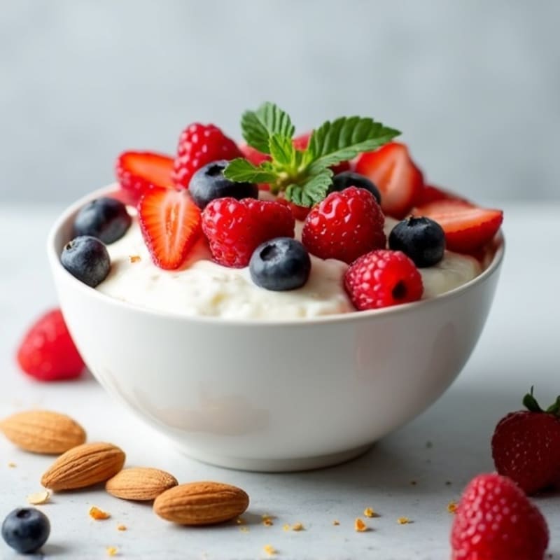 Creamy Greek Yogurt Protein Bowl with Almonds and Berries