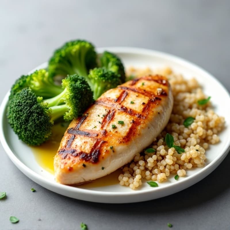 Grilled Chicken Breast with Quinoa and Steamed Broccoli