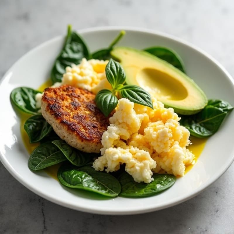 Egg White and Turkey Sausage Scramble with Spinach