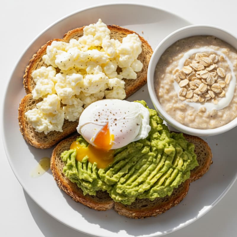 Egg and Avocado Toast with Oatmeal