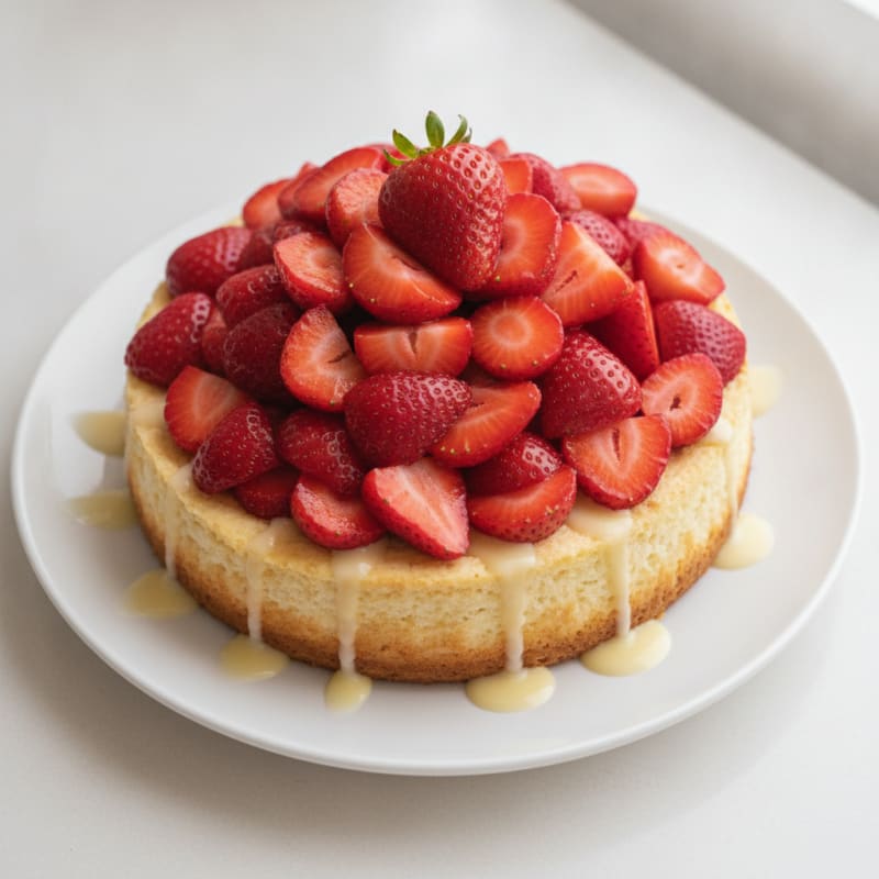Cottage Cheese Protein Cheesecake with Fresh Strawberries