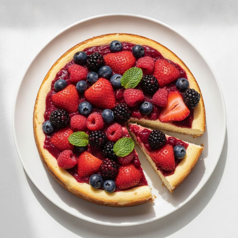 Greek Yogurt Protein Cheesecake with Mixed Berries