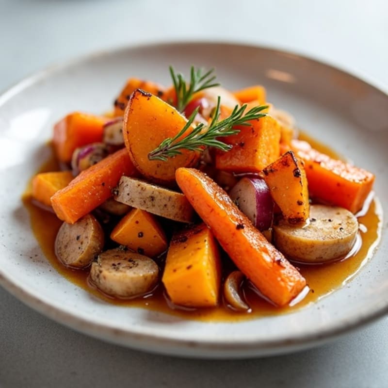 Maple-Roasted Root Vegetable Medley with Seitan