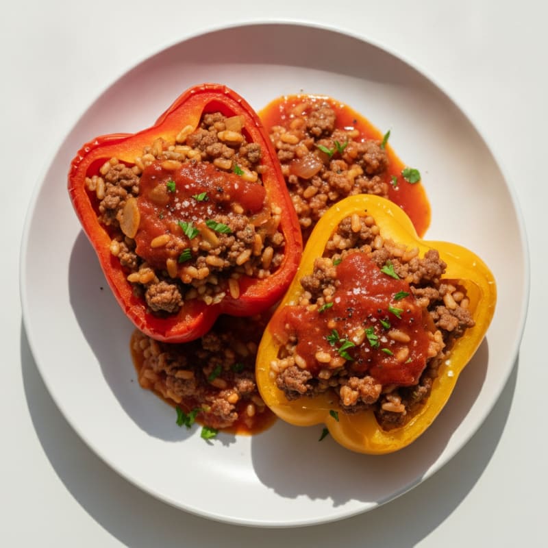 Beef and Rice Stuffed Bell Peppers