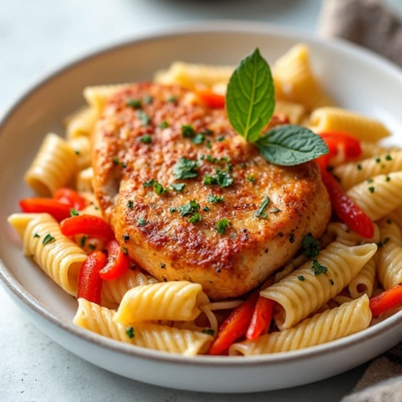 Spicy Cajun Chicken with Creamy Whole Wheat Pasta and Bell Peppers