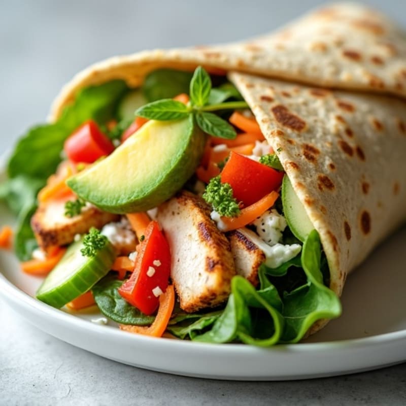 Grilled Chicken and Crunchy Veggie Wrap with Creamy Herb Dressing
