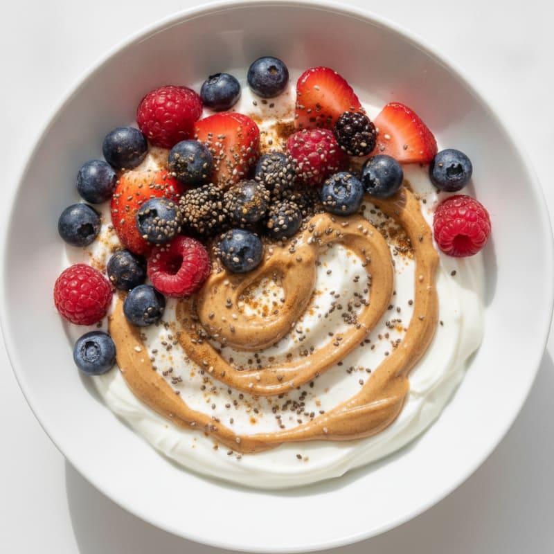 Creamy Greek Yogurt Bowl with Mixed Berries and Almond Butter