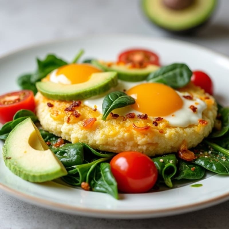 Cottage Cheese Egg White Scramble with Spinach and Tomatoes