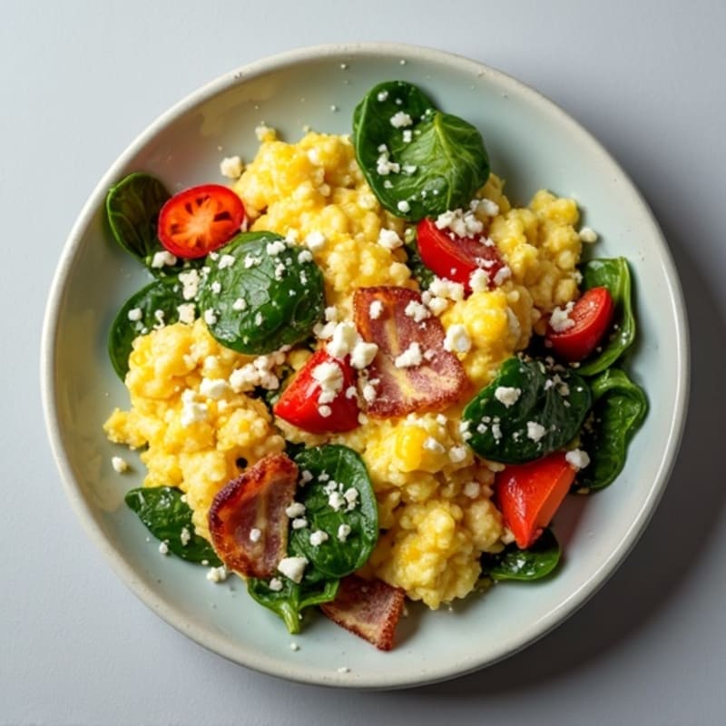 Egg White Scramble with Spinach and Turkey Bacon