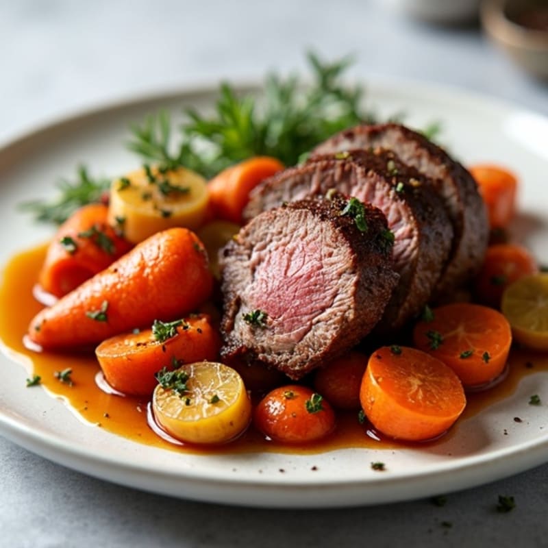 Tender Smoky Brisket with Roasted Root Vegetables