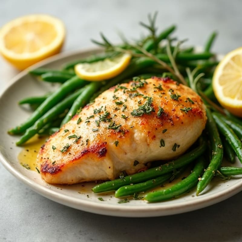 Lemon-Herb Roasted Chicken with Crispy Green Beans
