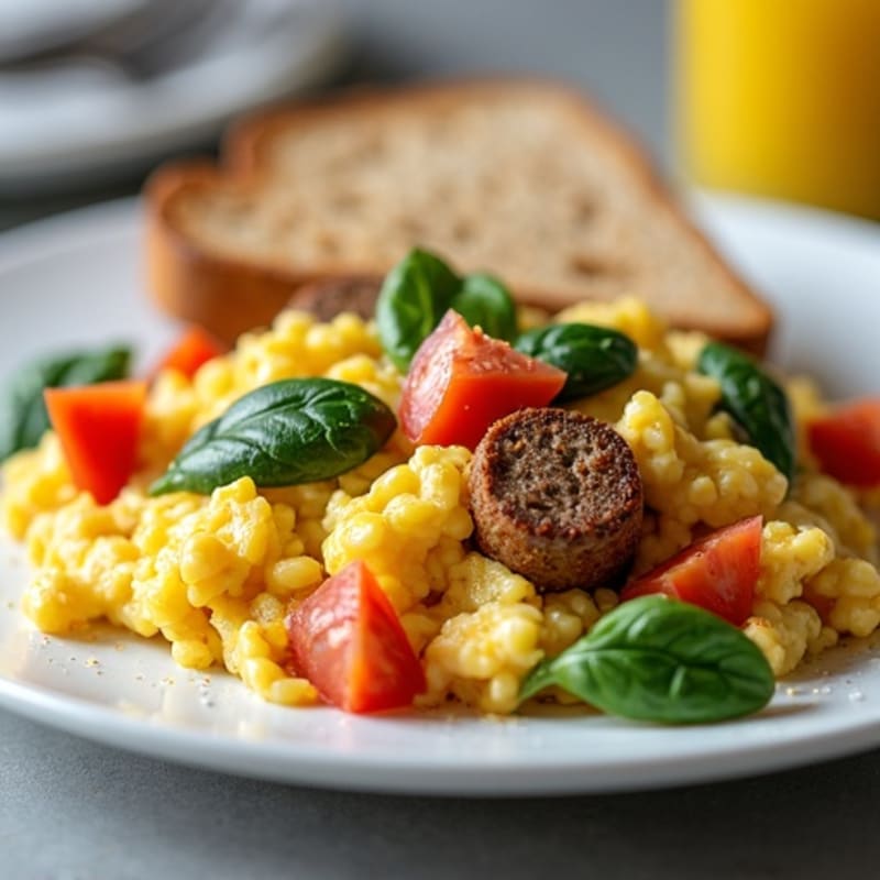 Egg White and Turkey Sausage Scramble with Spinach
