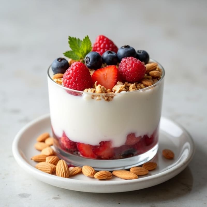 Creamy Greek Yogurt Parfait with Mixed Berries and Almonds