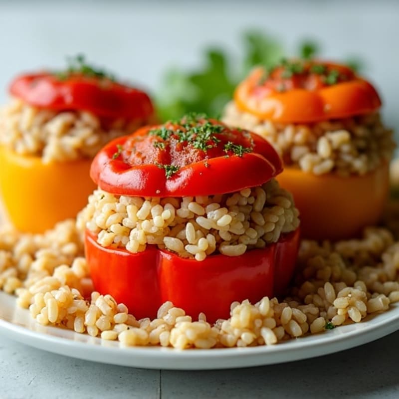 Lean Ground Turkey and Brown Rice Stuffed Bell Peppers
