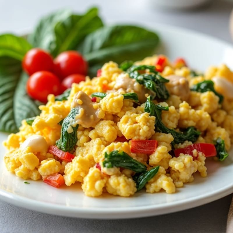 Egg White Veggie Scramble with Lean Turkey and Spinach