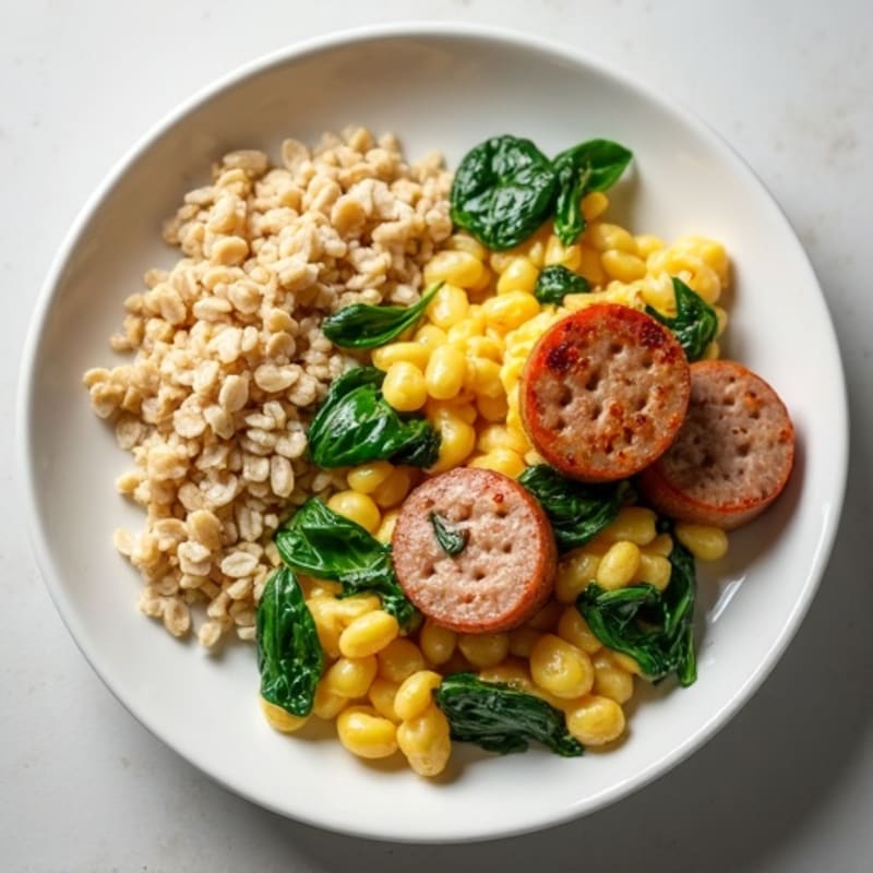 Egg White and Turkey Sausage Scramble with Spinach & Oats