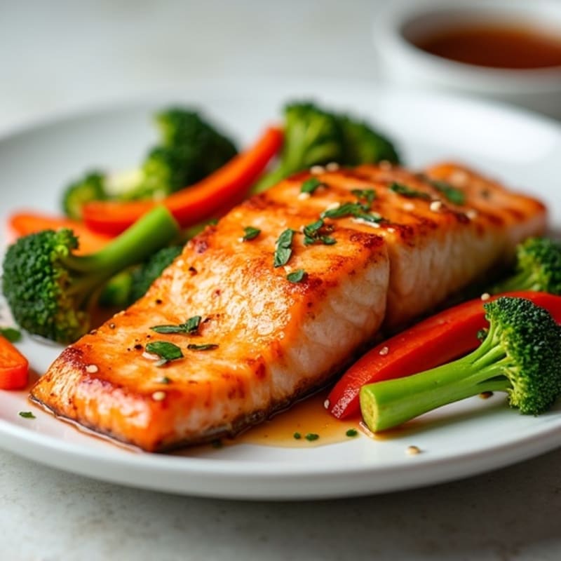 Honey-Ginger Glazed Salmon with Sesame Vegetables