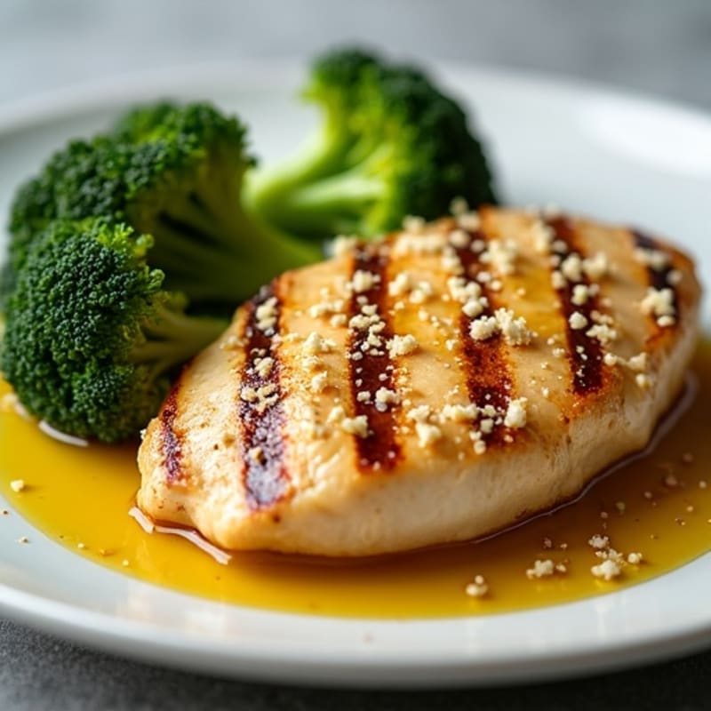 Grilled Chicken Breast with Roasted Broccoli and Parmesan