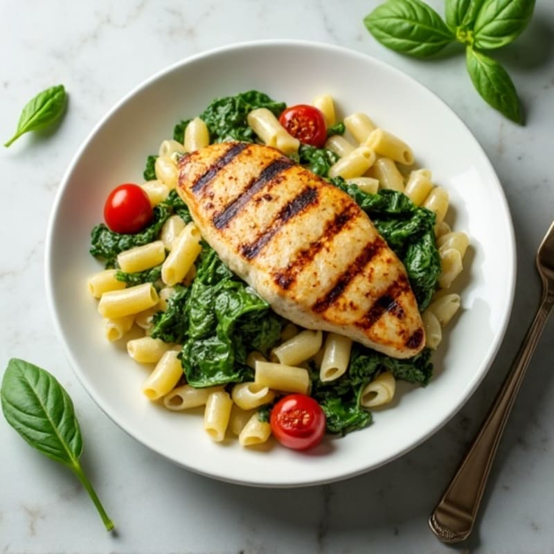 Creamy Chicken Pesto Pasta with Fresh Spinach