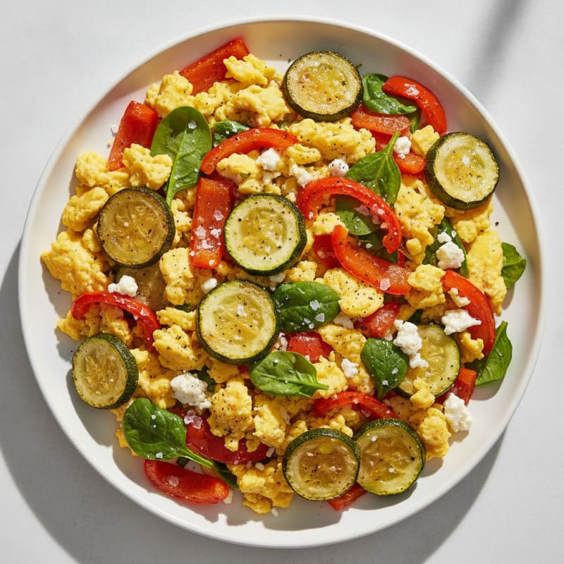 Hearty Scrambled Eggs with Roasted Vegetables