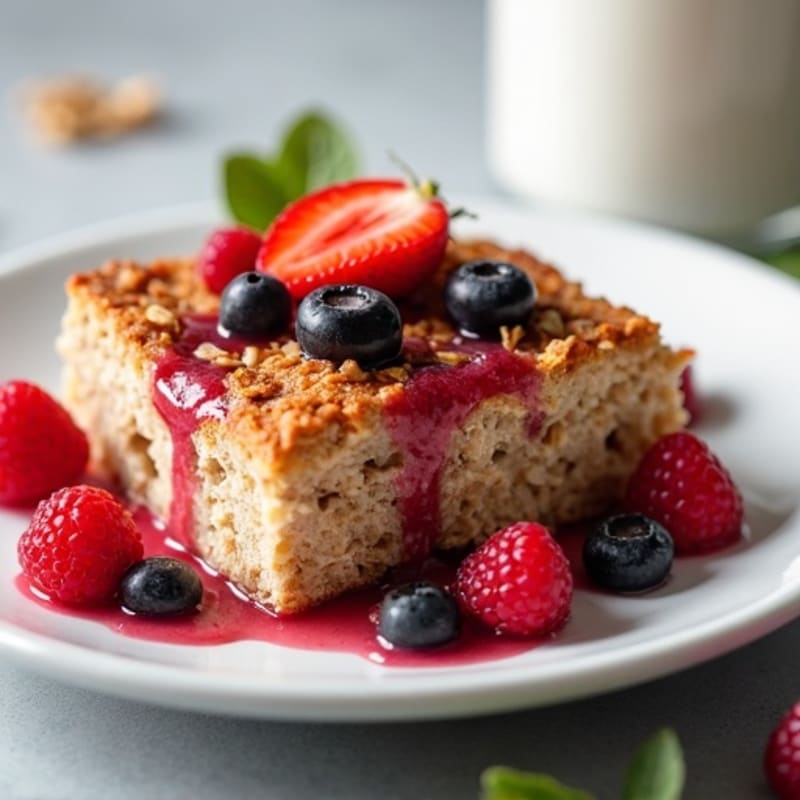 Chewy Baked Oatmeal with Berries and Nuts