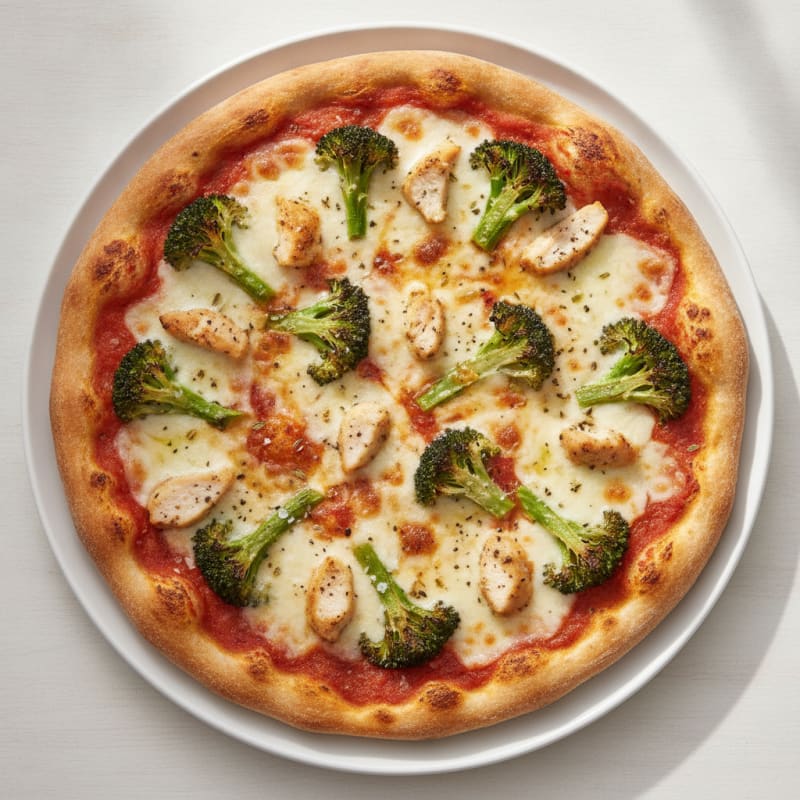 Roasted Broccoli and Chicken Pizza