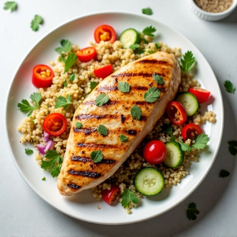 Grilled Chicken Breast with Crunchy Quinoa Salad