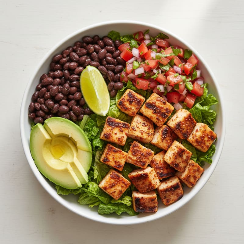 Grilled Chicken Taco Bowl with Black Beans and Fresh Pico de Gallo