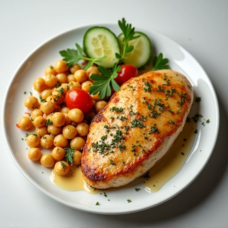 Lemon Herb Chicken Breast with Chickpea Salad