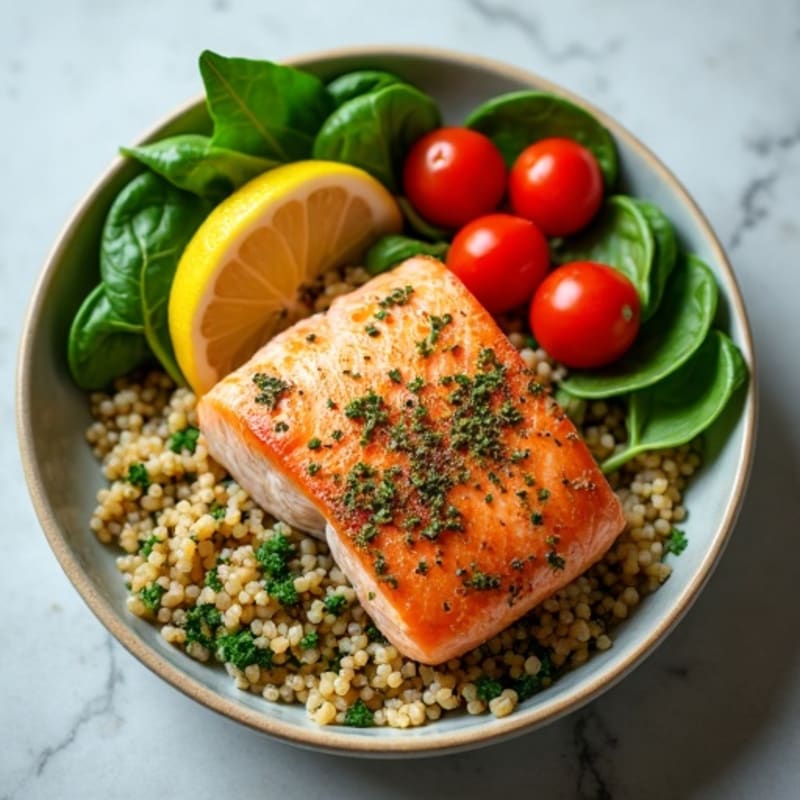 Herb-Crusted Baked Salmon with Quinoa Power Bowl