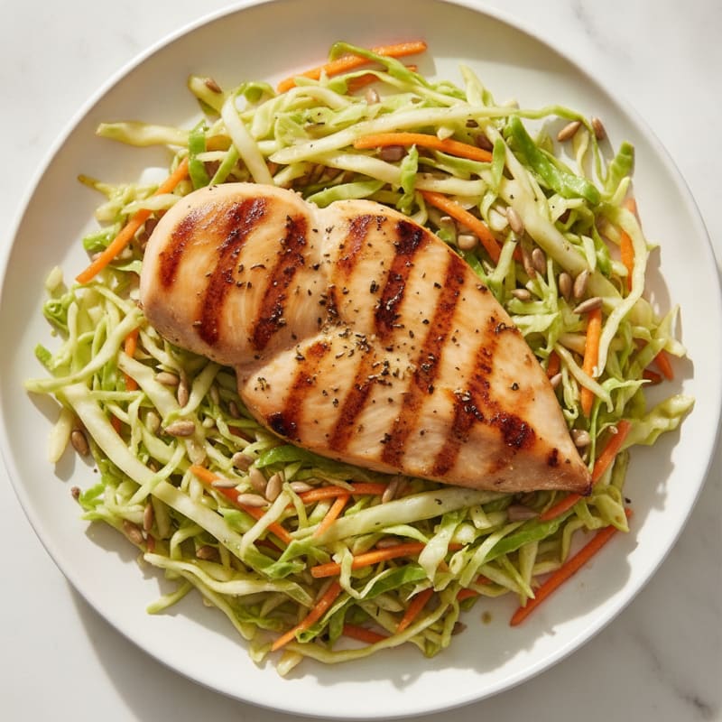 Grilled Chicken Breast with Crunchy Cabbage Slaw