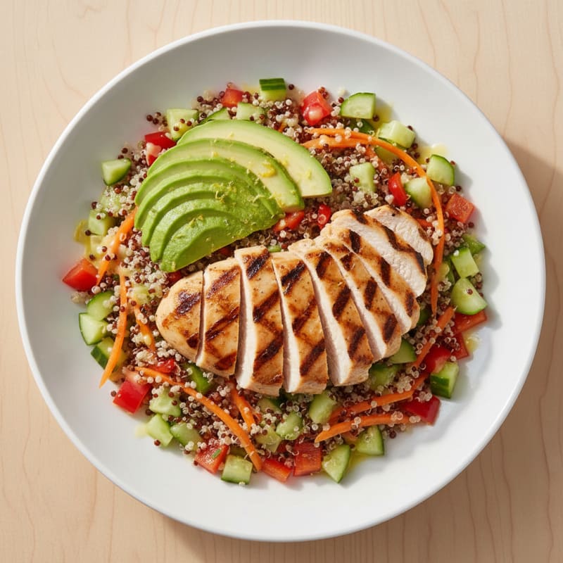 Grilled Chicken and Quinoa Salad with Crunchy Vegetables