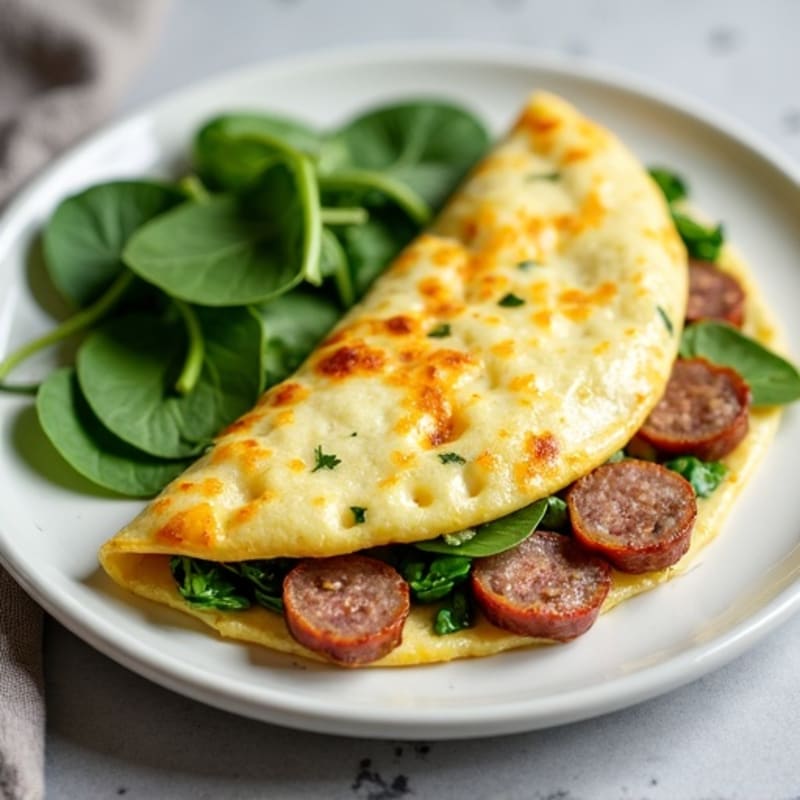 Egg White Spinach Omelet with Turkey Sausage