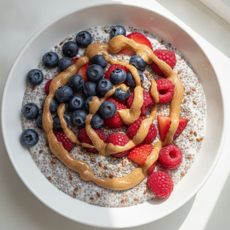 Creamy Chia Seed Yogurt Bowl with Berries and Almond Butter