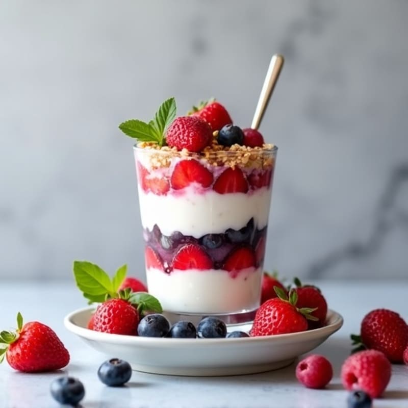 Greek Yogurt Protein Parfait with Mixed Berries
