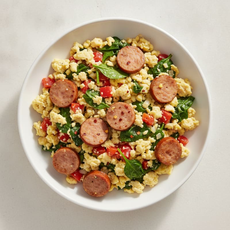 Egg White Veggie Scramble with Turkey Sausage