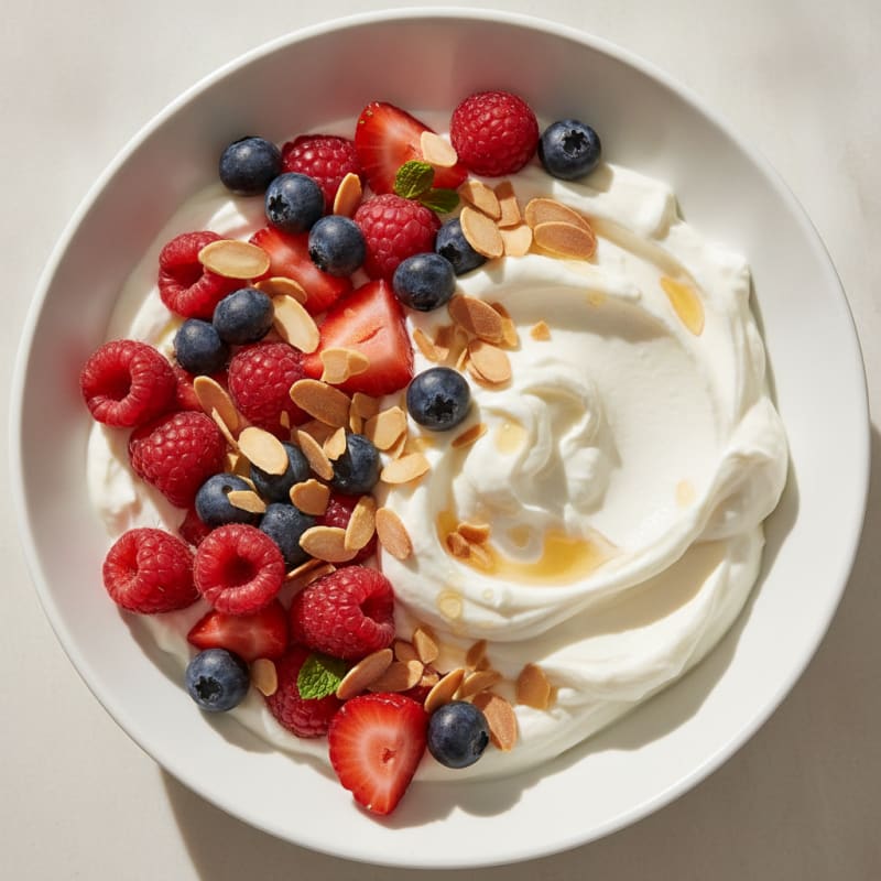 Creamy Greek Yogurt Protein Bowl with Mixed Berries and Almonds