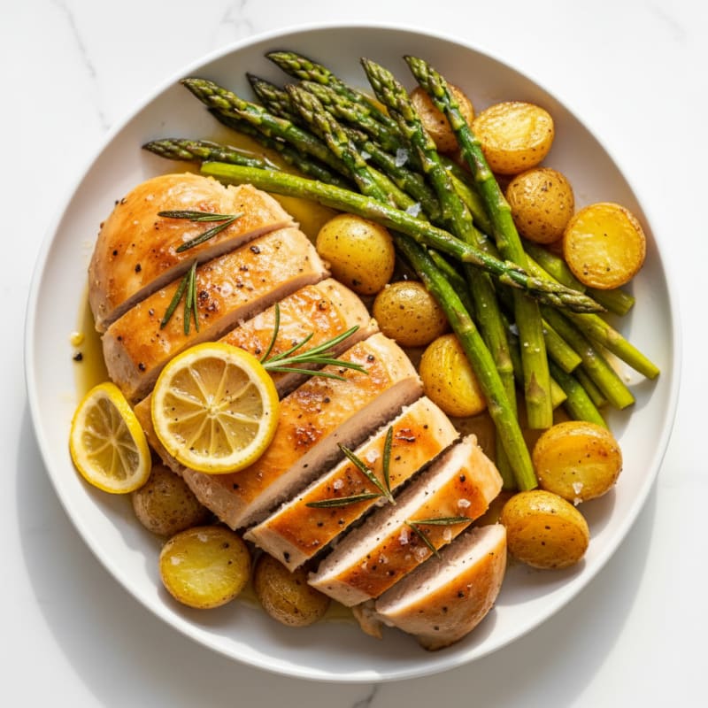Lemon Herb Roasted Chicken with Asparagus