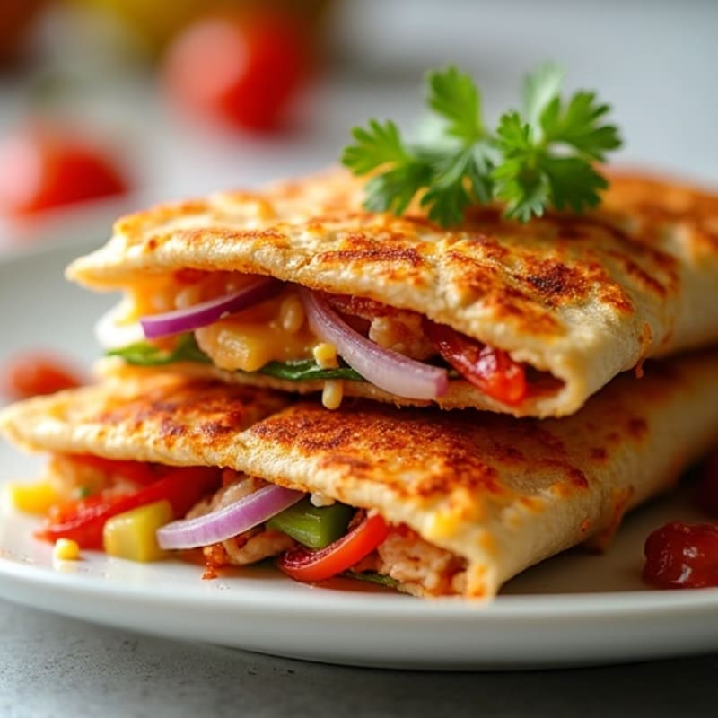 Crispy BBQ Chicken and Veggie Quesadillas