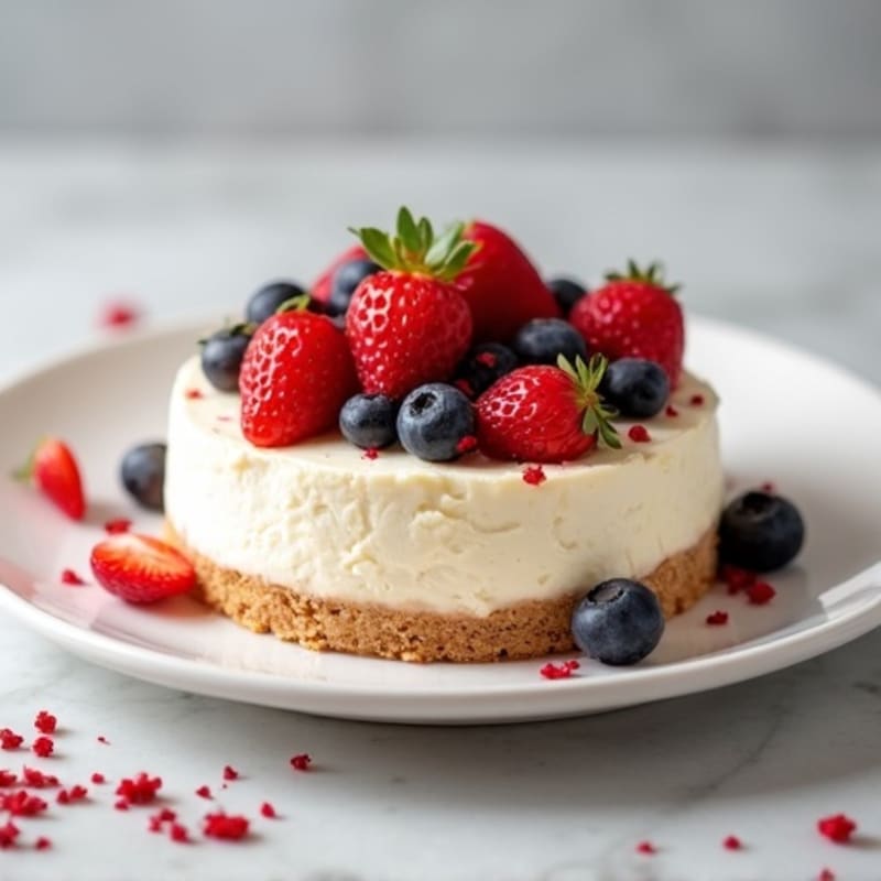 Greek Yogurt Protein Cheesecake with Mixed Berries