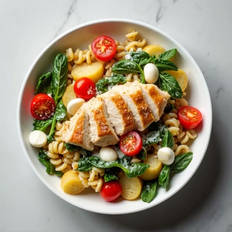 Creamy Chicken and Vegetable Pasta with Roasted Potatoes