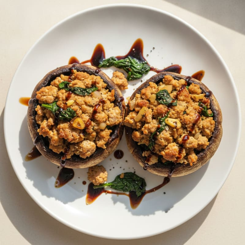 Herb-Stuffed Portobello Mushrooms with Balsamic Glaze