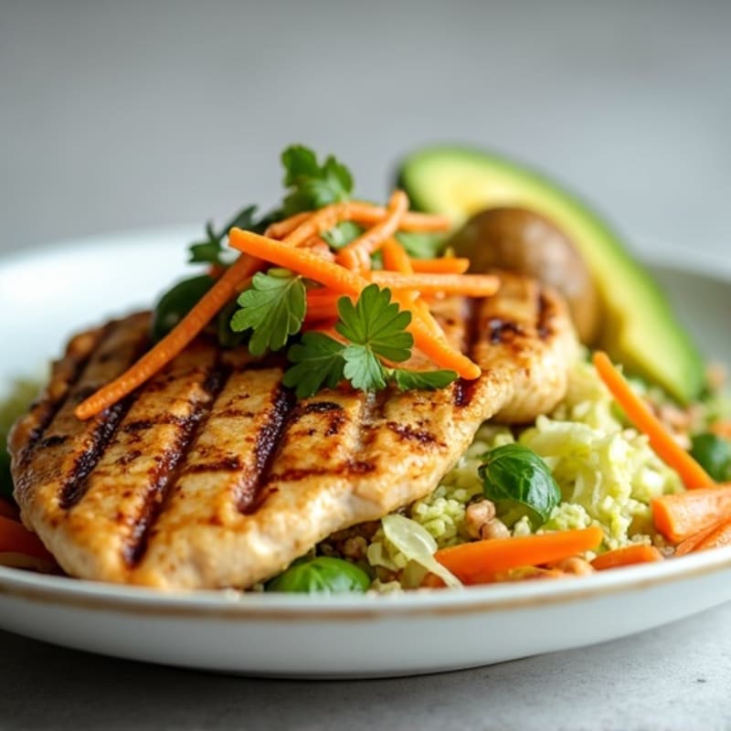 Grilled Chicken Breast with Crunchy Cabbage Slaw