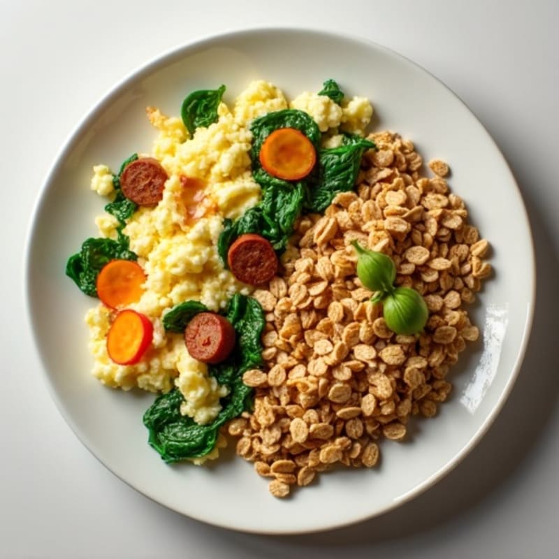 Egg White Scramble with Spinach and Turkey Sausage